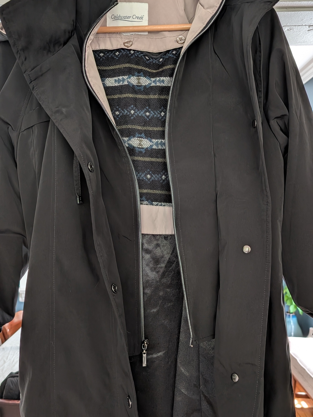 Coldwater Creek Women's Black Waterproof Hooded Jacket XL